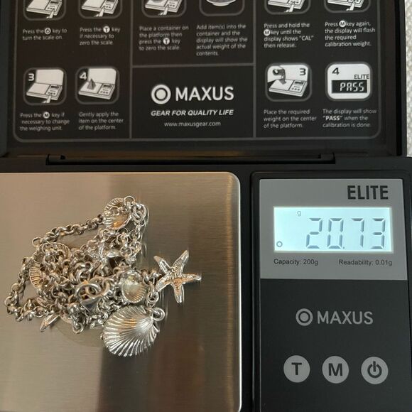 Sterling Silver Sea-stars and Seashells necklace. Made in Italy - Picture 5 of 5